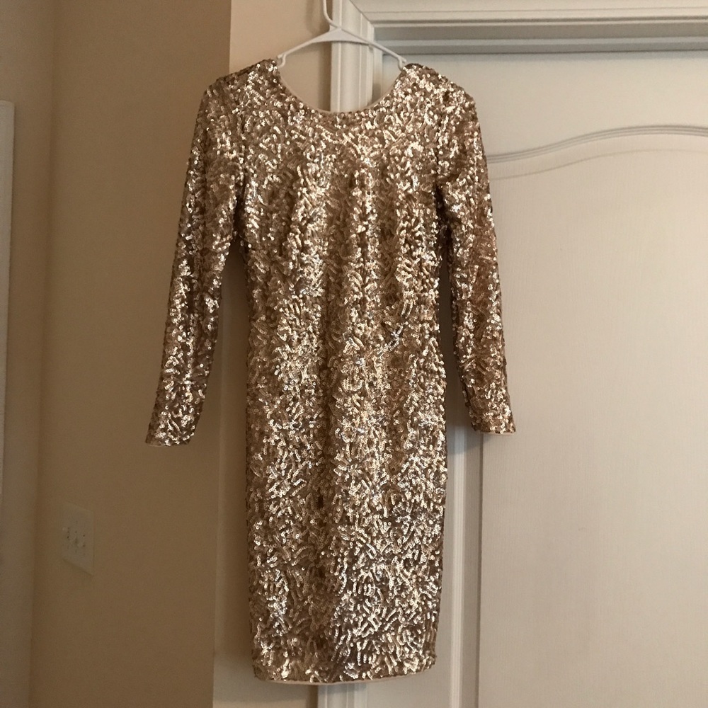 💛HM Gold Sequined Low Back Dress